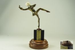 Art Deco Josef Lorenzl Signed Cold Painted Bronze and Ivory Figure. c.1920's.