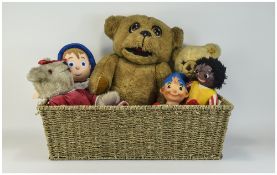 Basket Containing A Collection Of 1970/80's Soft Toys.