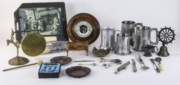 Mixed Lot Of Metal Ware And Collectables, Comprising Pewter Tankards, Flatware,