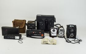 Mixed Lot Of Cameras And Related Items, Comprising Ensign Ful-Vue, Brownie Junior,