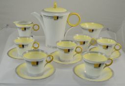 Shelley Art Deco 14 Piece Coffee Set Comprising 6 Cups, 5 Saucers, Sugar, Cream And Coffee Pot,