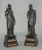 A Fine Impressive Pair of Bronze 19th Century Figures of Cleopatra Queen of Egypt And Her Brother /