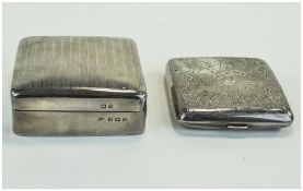 Silver Cigarette Case, Floral And Foliate Engravings To Both Sides With Monogram,