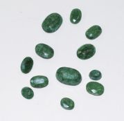 Selection of Sri Lankan Natural Oval Cut Emeralds for rings etc. 102 carats in total.