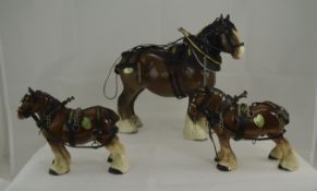 Beswick Shire Horse Figure with Harness. Model Num H818. Issued 1974 - 1982. Designer A. Gredington.