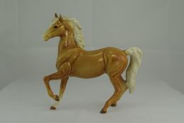 Beswick Horse Figure ' Prancing Arab Type ' Model Num 1261, First Version, Palomino. Designer A.