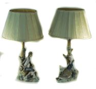 Lladro Pair Of Fine Figural Table Lamps.