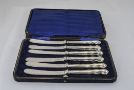 Boxed Set of Antique Silver Handled Butter Knives.