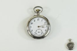 Antique - Keyless Silver Open Faced Chronometer Pocket Watch, Features 15 Rubies, Spiral Breguet,