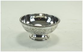 George Unite Very Fine Small Circular Silver Footed Bowl with Chased Decoration to Body.