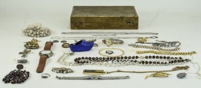 A Boxed Collection of Vintage Stone - Set Costume Jewellery + a Sekonda Gents Chronograph Wrist