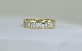 18ct Gold Diamond Half Eternity Ring Channel Set Baguette Cut Diamonds, Estimated Diamond Weight 1.