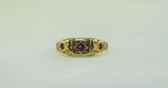 Antique 9ct Gold Ruby Set Dress Ring. Marked 9ct. Small Size.