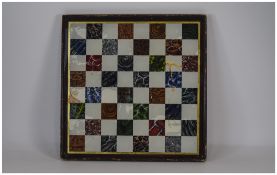 Marble Effect Chess Board Set With Alternating Marble Specimens, Glazed top ,