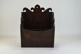 19thC Wall Hanging Letter/Paper Rack. Shaped Top And Sides With Twin Compartments.