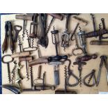 A Collection of Corkscrews comprises some novelty, some advertising. Mounted on a hard board.