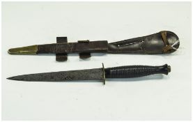 Fairbairn Sykes Commando Knife With Leather Scabbard