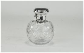 Victorian Silver and Tortoiseshell Mounted Cut Glass Perfume Bottle. Hallmark London 1901.