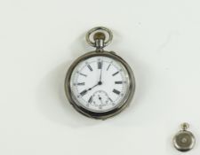 Swedish Nice Quality Vintage Silver - Open Faced Pocket Watch with White Porcelain Dial.