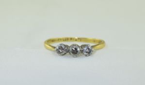 18ct Gold and Platinum 3 Stone Diamond Ring. Fully Hallmarked.