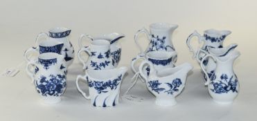 Royal Worcester 20th Century Collection of Blue and White Cream Pitchers Designs of 18th / 19th