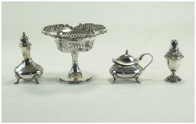 Edwardian Nice Quality Silver Openwork and Pierced Bowl, Raised on Art Nouveau Legs.