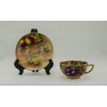 Royal Worcester Fine Hand Painted Miniature Cup and Saucer Wonderful Colours and High Quality '