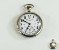 Swiss Invicta C.F.R. Chrome Cased Keyless Pocket Watch, 1 to 24 Hours.