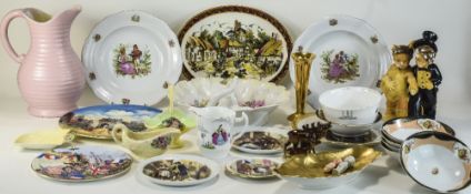 Box Of Misc Pottery And Collectables, Comprising Figures, Plates, Jugs,