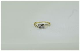 Vintage 18ct Gold and Platinum Two Stone Diamond Ring. Fully Hallmarked.