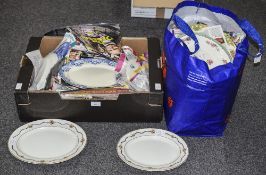 Large Bag And Box Containing A Quantity Of 19th/20thC Oval Platters& PLates,
