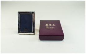 Asprey - Sterling Silver Photo Frame, with Blue Velvet Back and Splat, with Asprey Original Box.