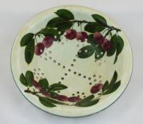 Wemyss Small Cherries Decorated Colander. 8 Inches Diameter, 2.5 Inches Deep. Condition Is Good.