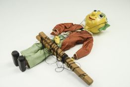 Pelham Puppet In Original Period Box with Paperwork ' Mr Turnip ' Early Puppet, Solid Head. 1940's.
