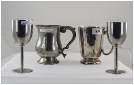 Two Silver Plated Mugs And Two Goblets