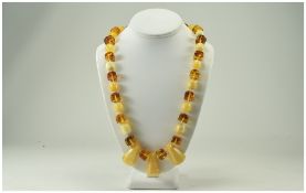 Baltic Golden Yellow and Buttermilk Amber Statement Necklace,