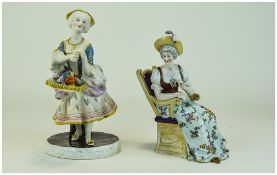 Capodemonte - Very Fine Hand Painted Figures ( 2 ) In Total. Full Capodemonte Marks to Base. 8.