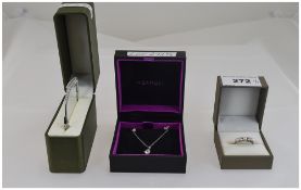 Collection Of Boxed Silver CZ Jewellery, Comprising Hinged Bangle, Pendant,