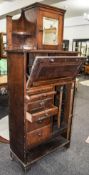 Late 19th Early 20thC Oak Dentists "ASH" Cabinet Mirrored Cupboard Door Above A Fall Front And