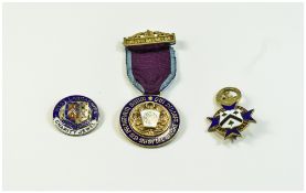 Masonic Interest 3 Silver & Enamel Jewels Comprising Province Of Herts Mark Benefit Fund 1933, G.