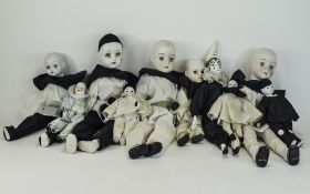 Vintage - French Pierrot Harlequin Dolls ( 10 ) In Total. c.