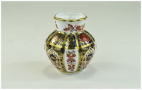 Royal Crown Derby Old Imari Pattern Small Vase. Pattern Num 1128. Date 1998. 3 Inches High.