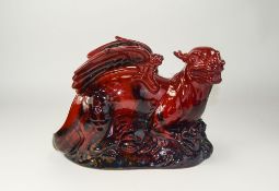 Royal Doulton Flambe Dragon, classic glossy rich red glaze with black markings,