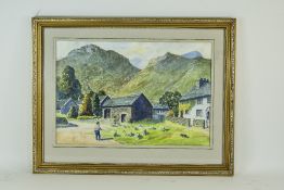 Framed Watercolour Grange In Borrowdale