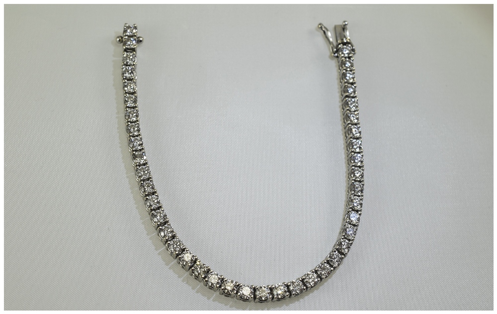 18ct White Gold Diamond Tennis Bracelet, 42 Round Modern Brilliant Cut Diamonds, - Image 2 of 2