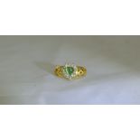 22ct Gold Set Emerald and White Stone Cl