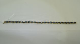 9ct Gold Tennis Bracelet Set With Blue F