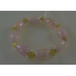 Rose Quartz and Prehnite Bracelet, facet