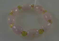 Rose Quartz and Prehnite Bracelet, facet