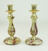 A Pair of 1960's Onyx Candlesticks. 8.25